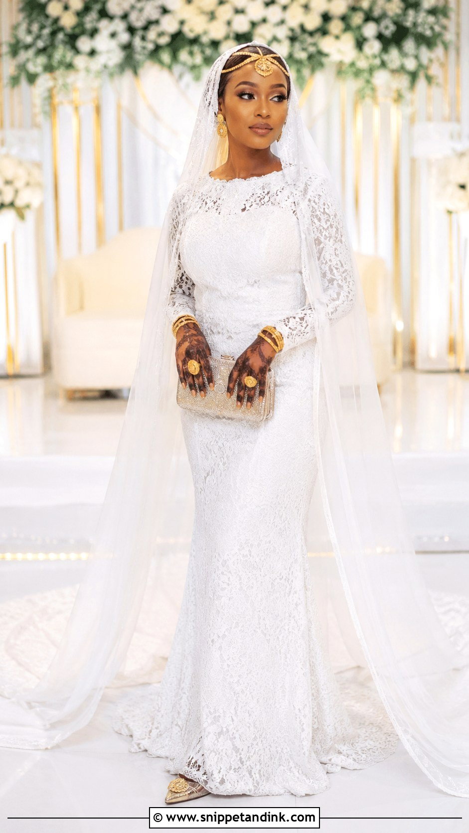 White Wedding Gown With Kanuri Accessories - Snippet and Ink - 20 Kanuri Bride Ideas
