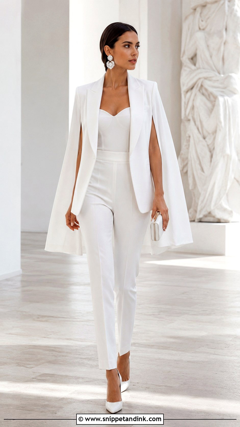 White Wedding Suit With Cape Blazer - Snippet and Ink - 30 White Wedding Suit Ideas