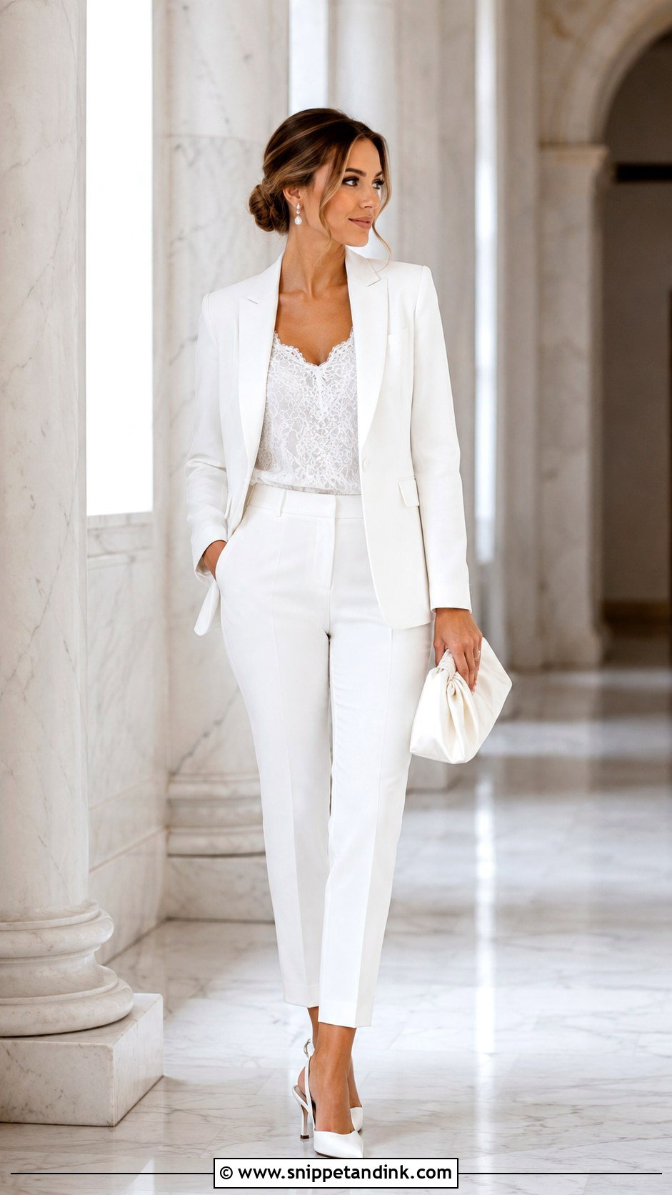White Wedding Suit With Slim Fit Trousers - Snippet and Ink - 30 White Wedding Suit Ideas