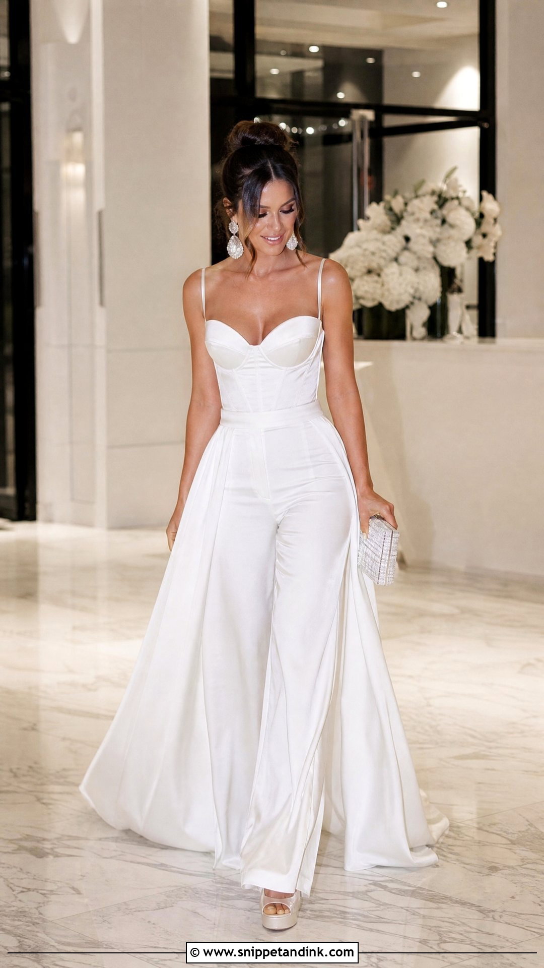 White Wide Leg Pants Wedding Night Outfit - Snippet and Ink - 25 Wedding Night Outfit Brides Ideas