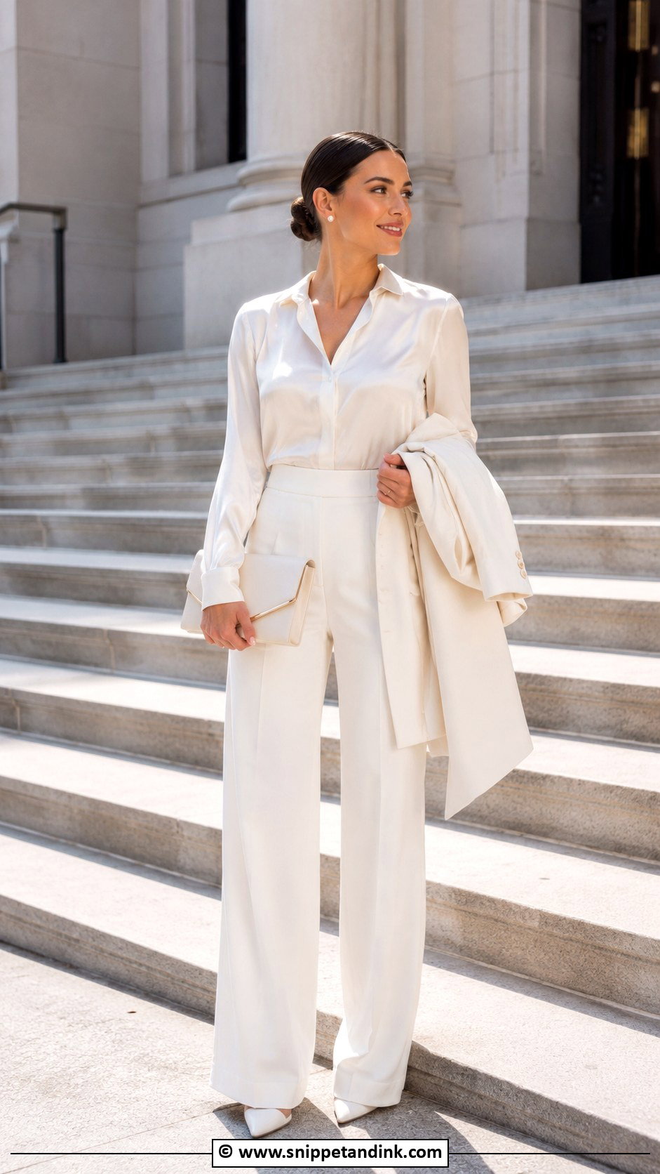 White Wide Leg Trousers Court Marriage Outfit - Snippet and Ink - 25 Court Marriage Outfit Ideas