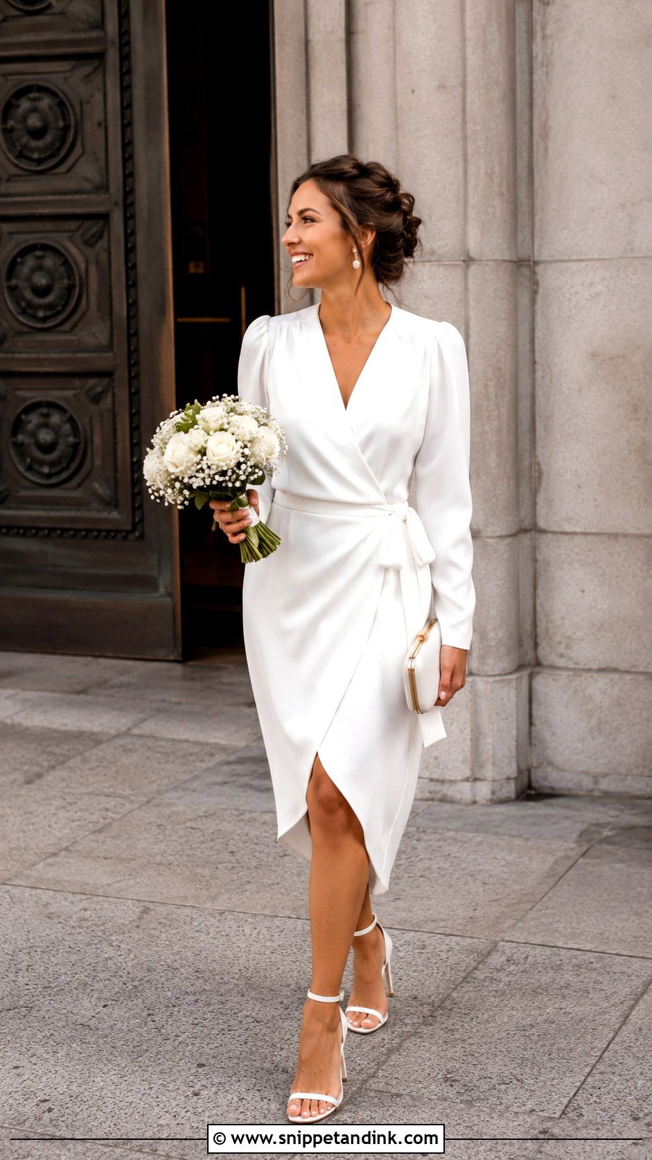 White Wrap City Hall Wedding Dress - Snippet and Ink - 25 City Hall Wedding Dress Civil Ceremony Ideas