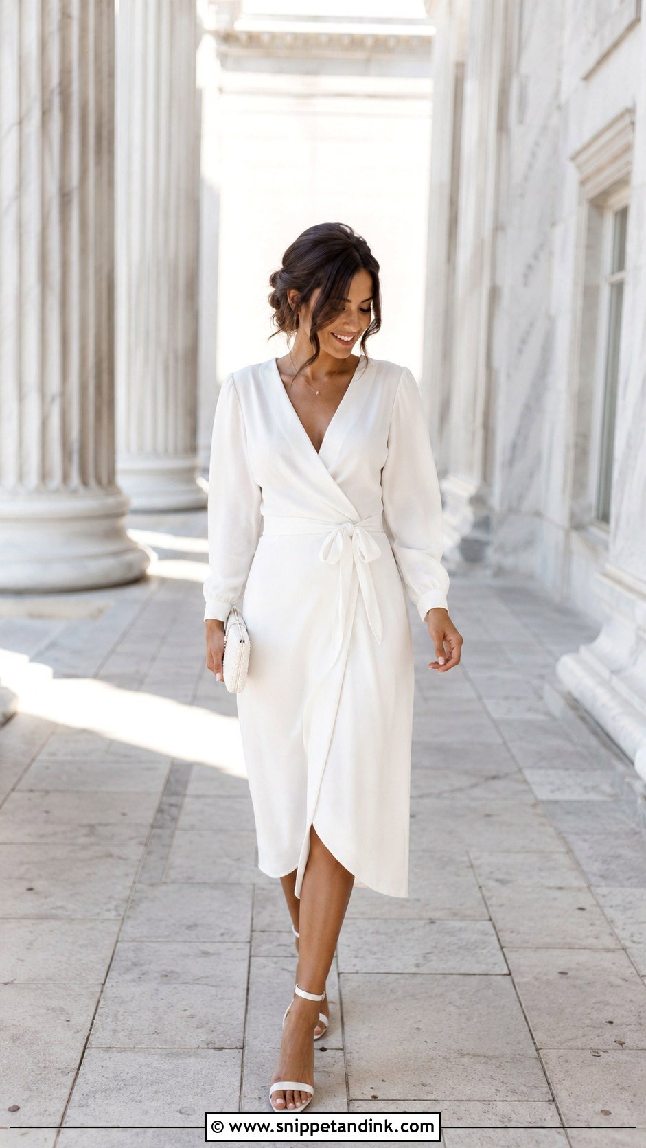 White Wrap Dress Civil Marriage Outfit - Snippet and Ink - 25 Civil Marriage Outfit Ideas