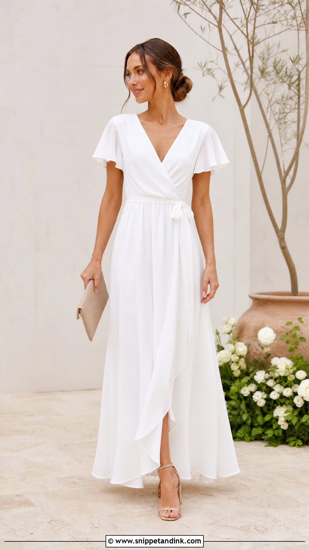 White Wrap Maid of Honor Dress - Snippet and Ink - 20 White Maid of Honor Dress Ideas