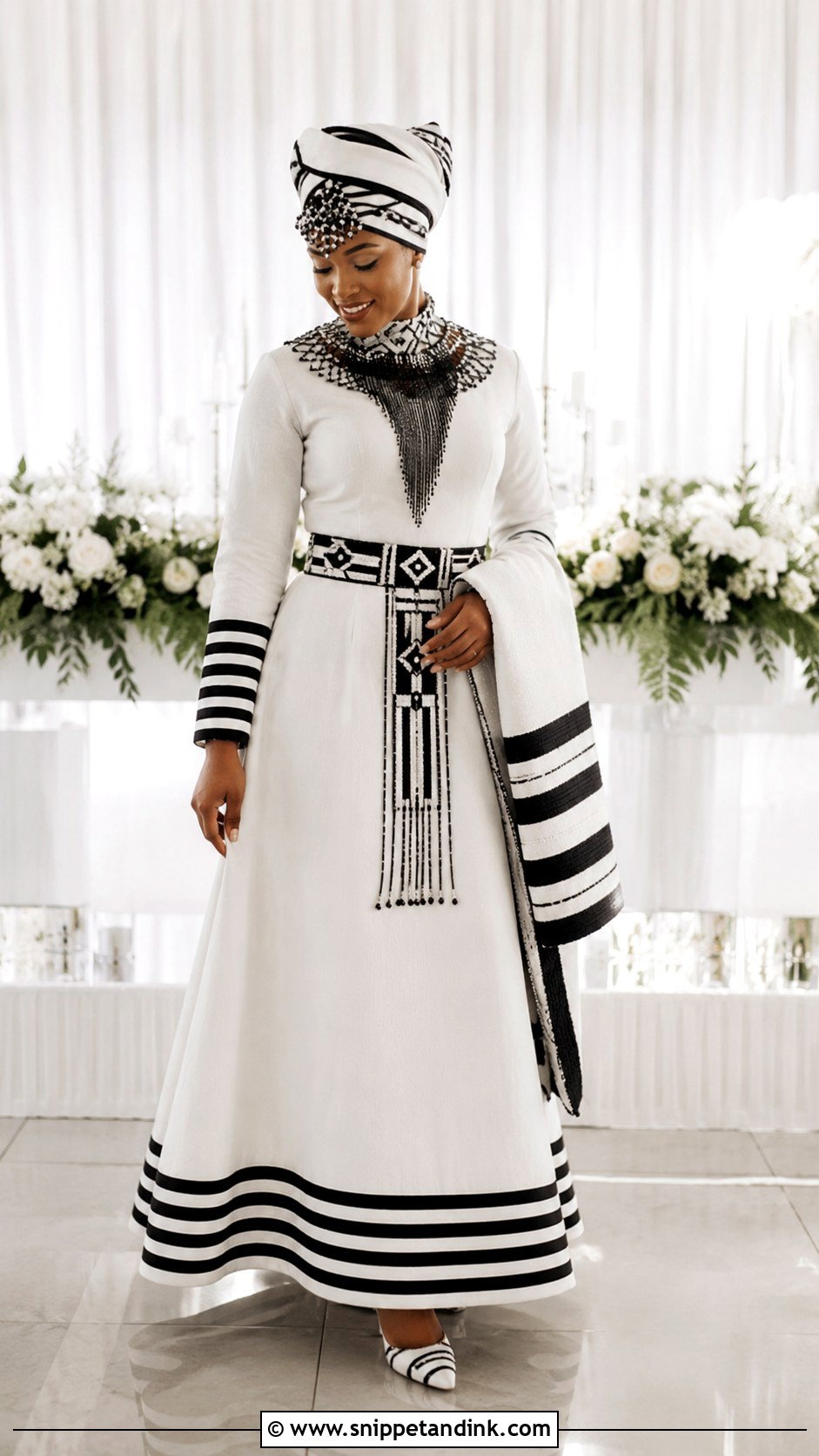White Xhosa Traditional Wedding Dress - Snippet and Ink - 25 Xhosa Traditional Wedding Dresses