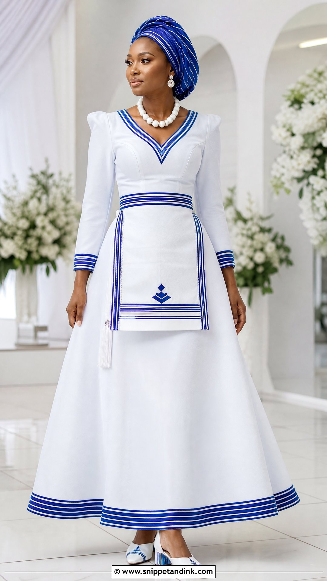 White and Blue Pedi Wedding Dress - Snippet and Ink - 20 Traditional Pedi Wedding Dresses
