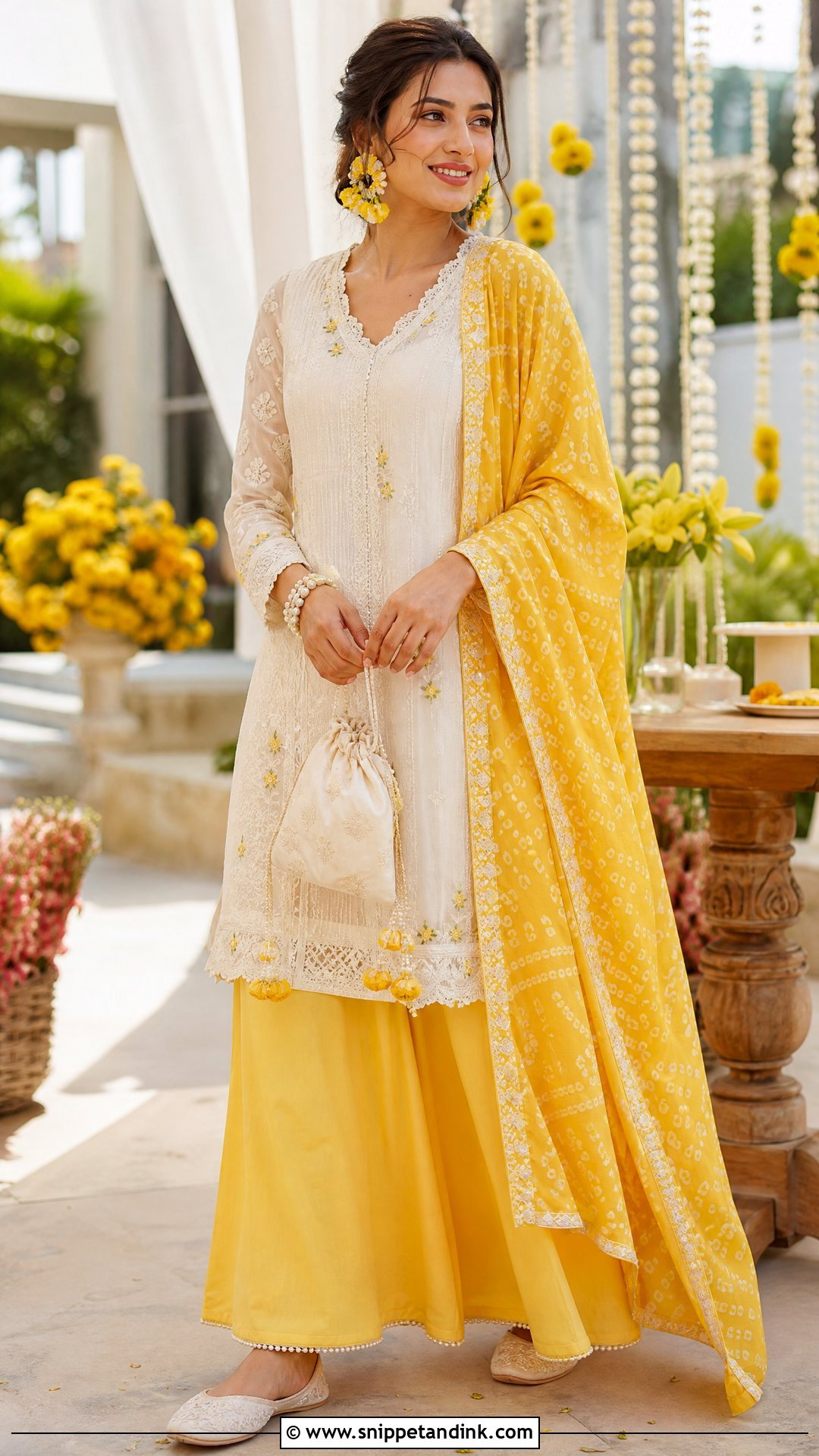 White and Yellow Suit for Haldi Ceremony - Snippet and Ink - 20 Suit for Haldi Ceremony Ideas