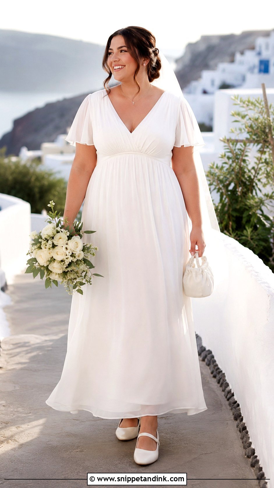 Wide Fit Bridal Ballet Flats With Empire Waist Gown - Snippet and Ink - 20 Bridal Ballet Flats Ideas