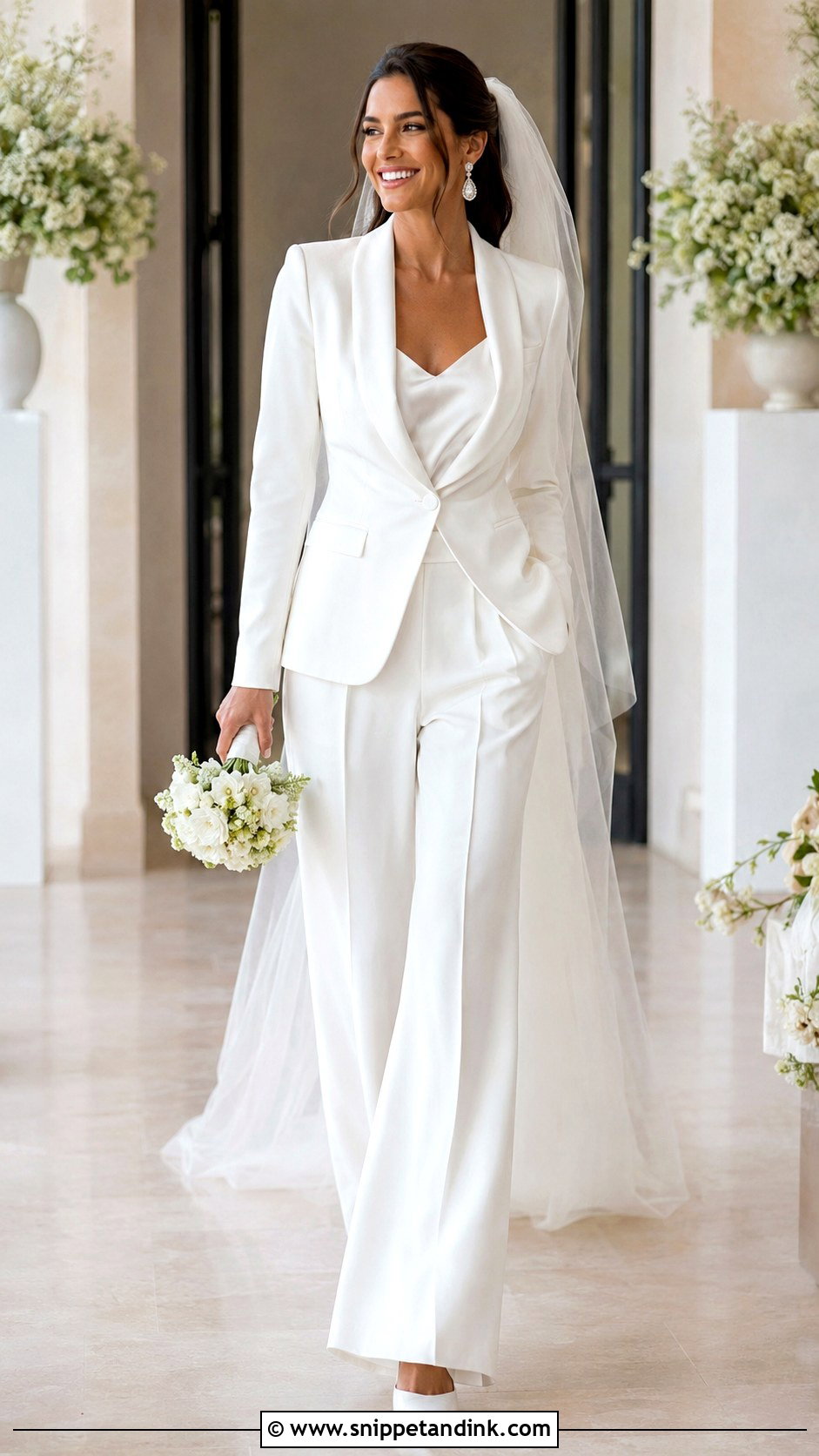 Wide Leg Bridal Pant Suit - Snippet and Ink - 20 Bridal Pant Suit Ideas