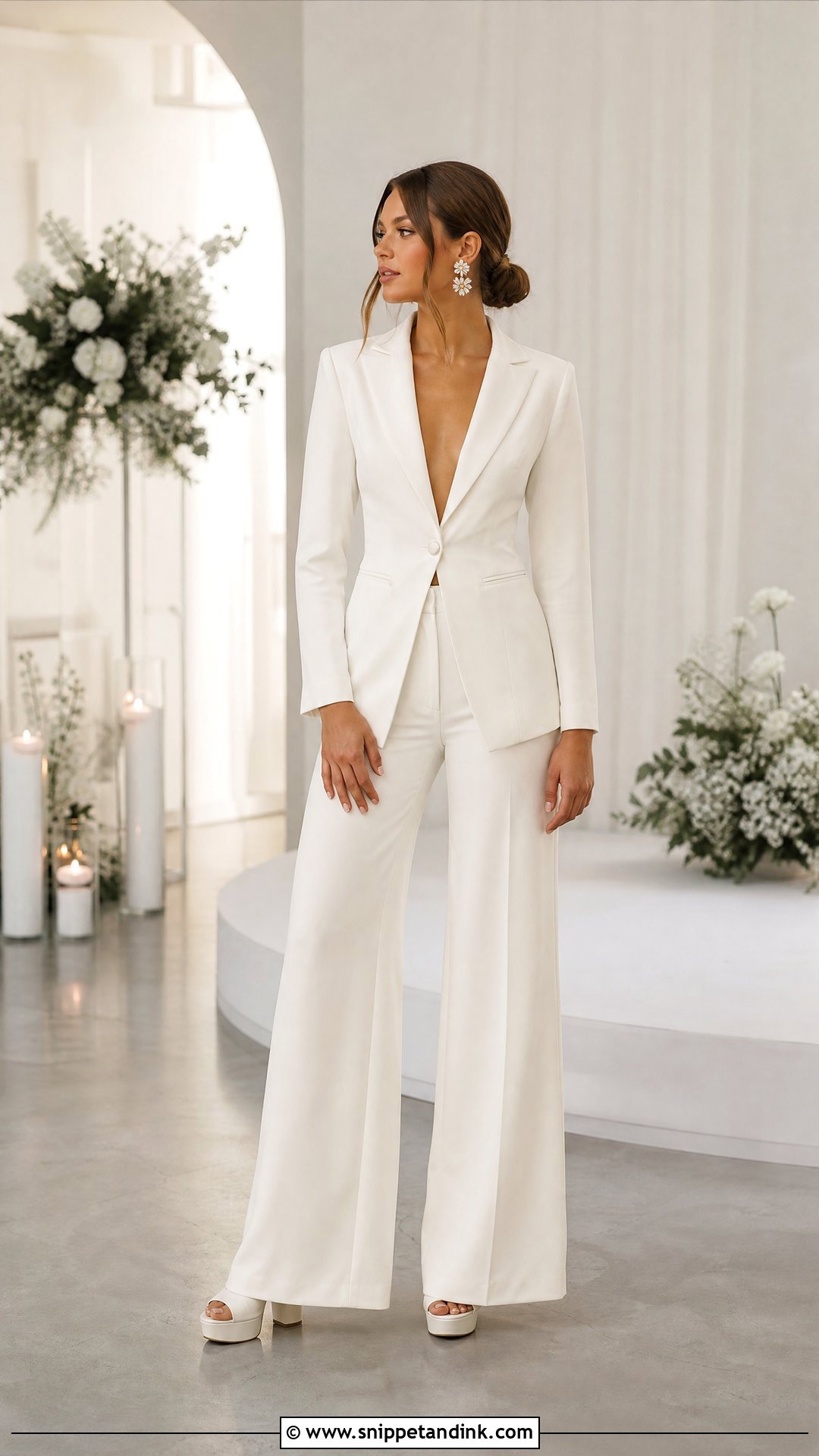Wide Leg Bridal Pantsuit - Snippet and Ink - 25 Bridal Pantsuit Brides Ideas