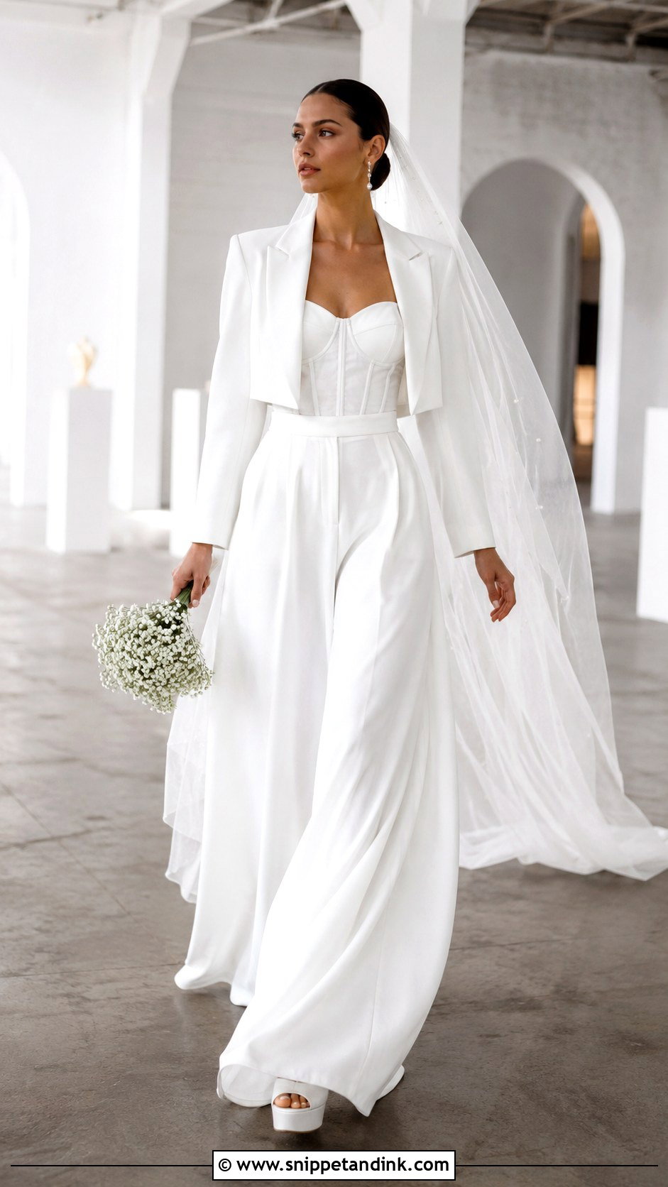 Wide Leg Bridal Suit - Snippet and Ink - 20 Bride in Suit Ideas