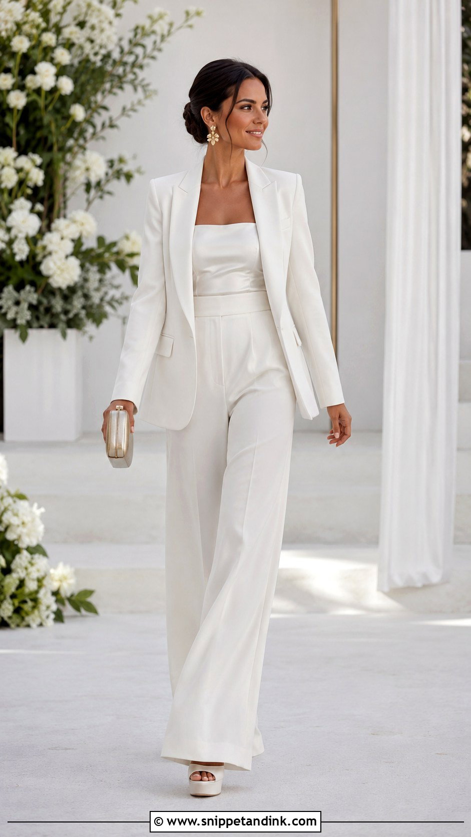 Wide Leg Bridal Wedding Suit - Snippet and Ink - 20 Wedding Suit Designs for Women