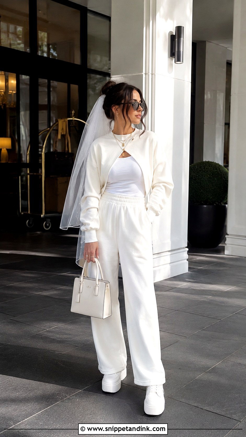 Wide Leg Bride Sweatsuit With Cropped Crewneck - Snippet and Ink - 20 Bride Sweatsuit Ideas