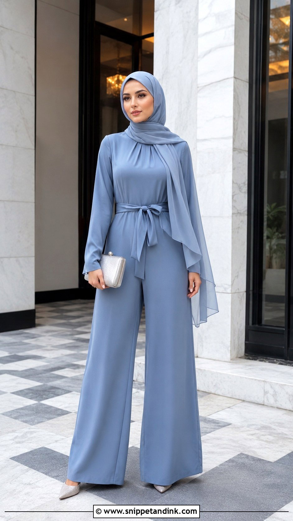 Wide Leg Bridesmaid Hijab Jumpsuit - Snippet and Ink - 25 Braidsmaid Hijab Style Ideas