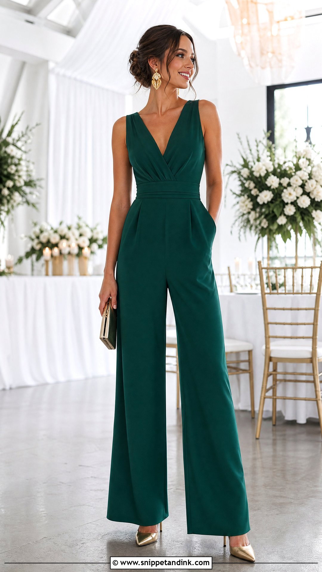 Wide Leg Jumpsuit Wedding Outfit - Snippet and Ink - 25 Wedding Outfit Inspo Ideas