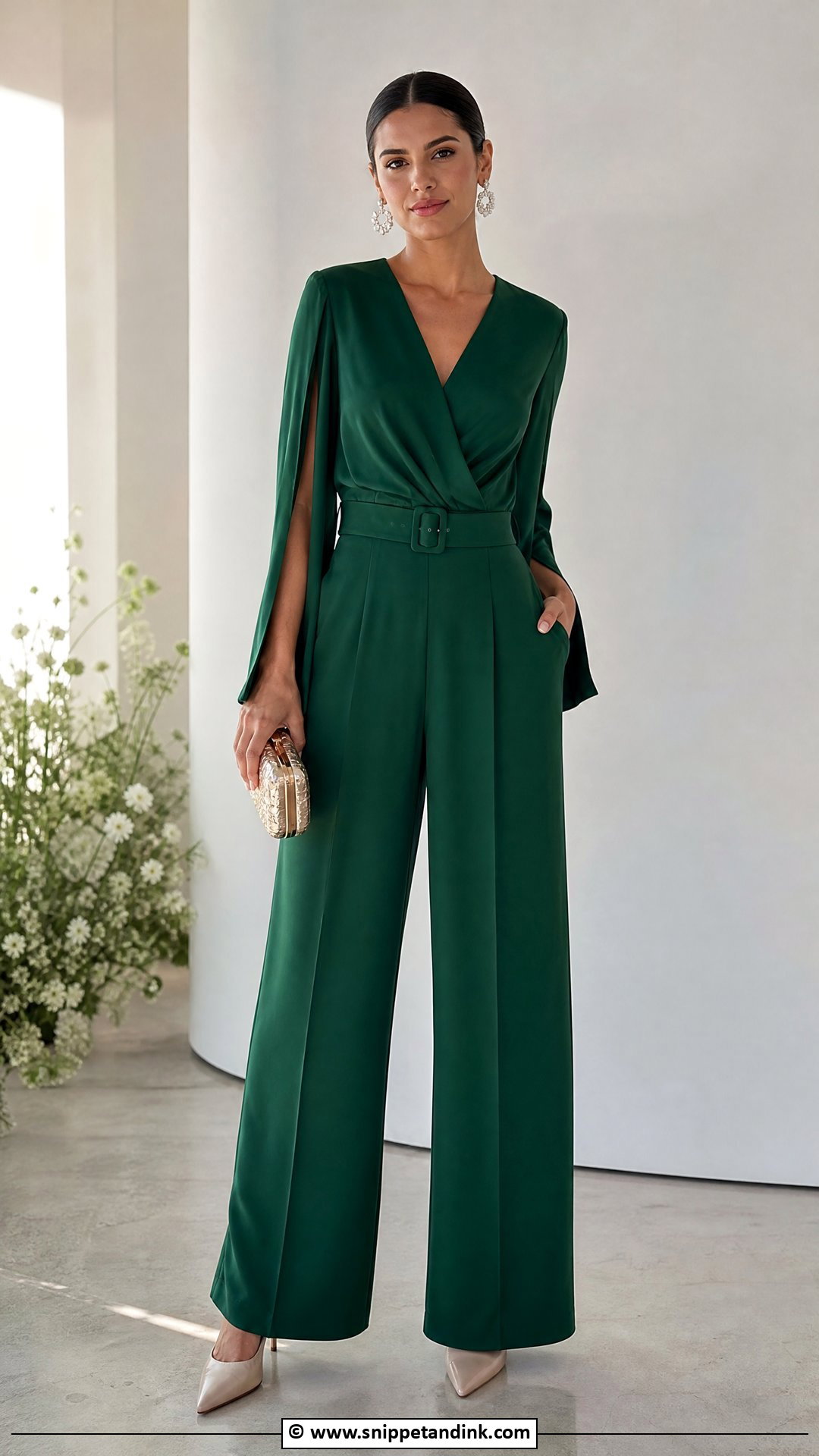 Wide Leg Jumpsuit Wedding Outfit - Snippet and Ink - 30 Weeding Dressing Woman Ideas
