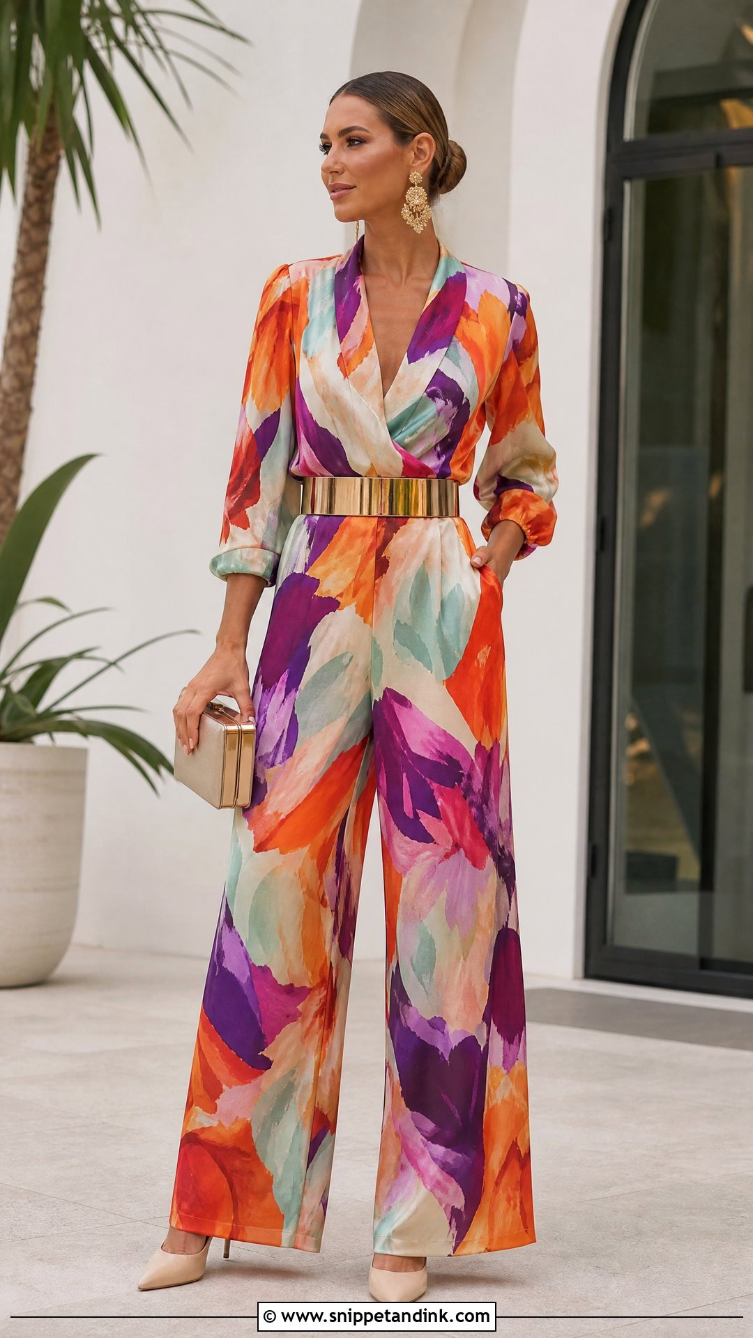 Wide Leg Jumpsuit Wedding Party Outfit - Snippet and Ink - 20 Ootd Wedding Party Ideas