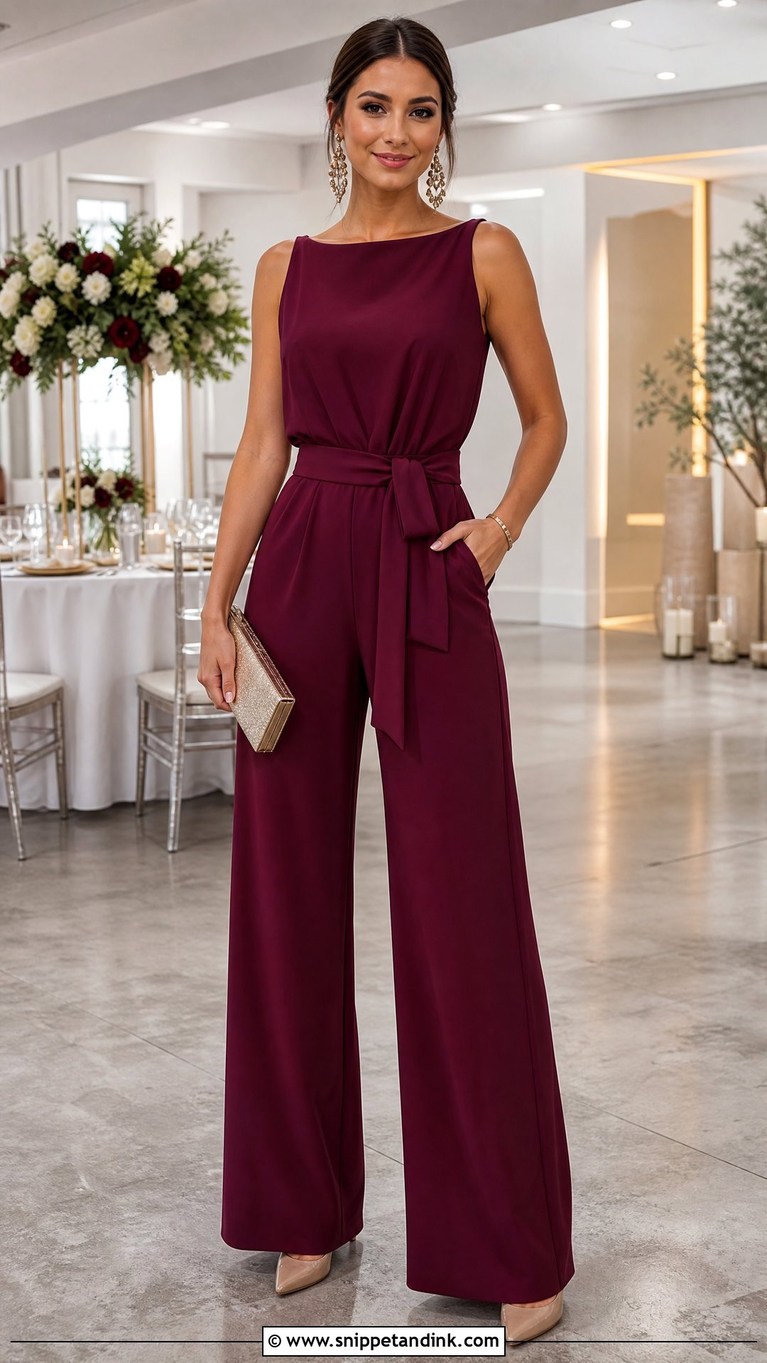 Wide Leg Jumpsuit Wedding Party Outfit - Snippet and Ink - 20 Wedding Party Wear Ideas