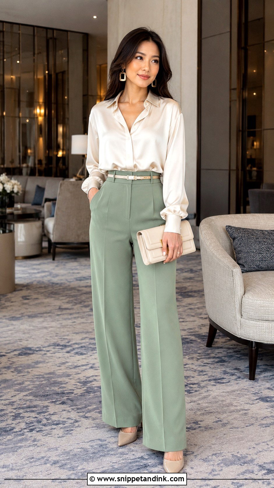 Wide Leg Pants Bridal Luncheon Outfit - Snippet and Ink - 20 Bridal Luncheon Outfit Ideas