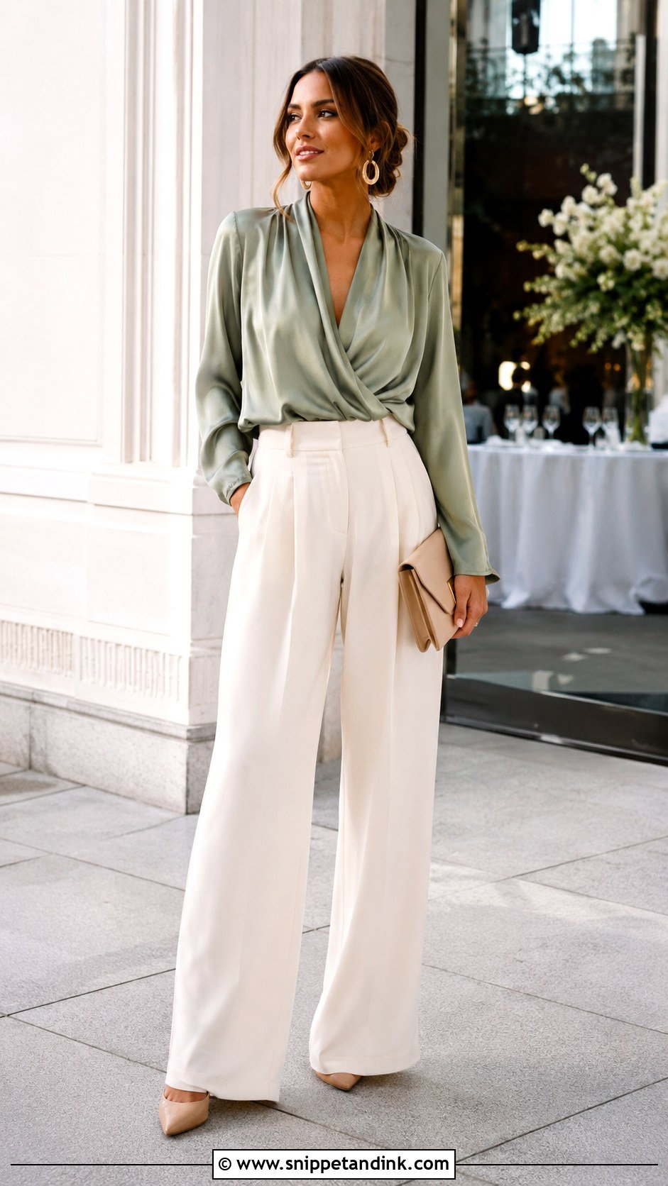 Wide Leg Pants Wedding Guest Outfit - Snippet and Ink - 30 Wedding Wear Ideas