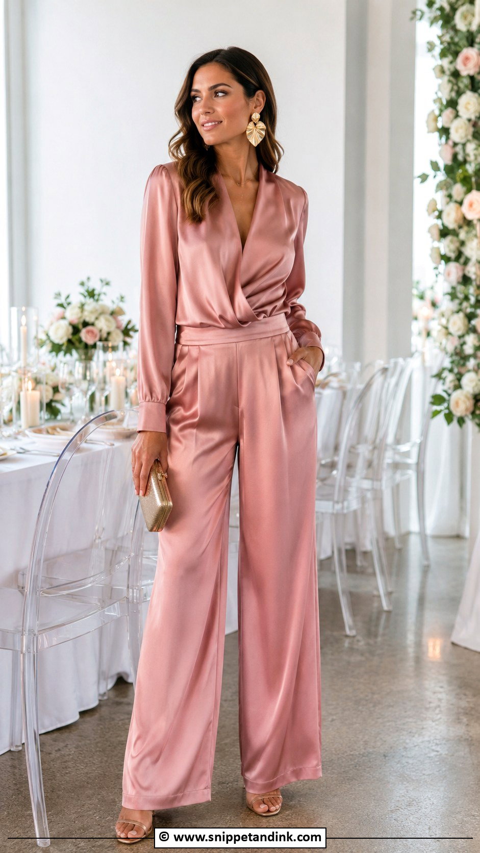 Wide Leg Pants Wedding Outfit - Snippet and Ink - 30 Wedding Outfit for Women Ideas
