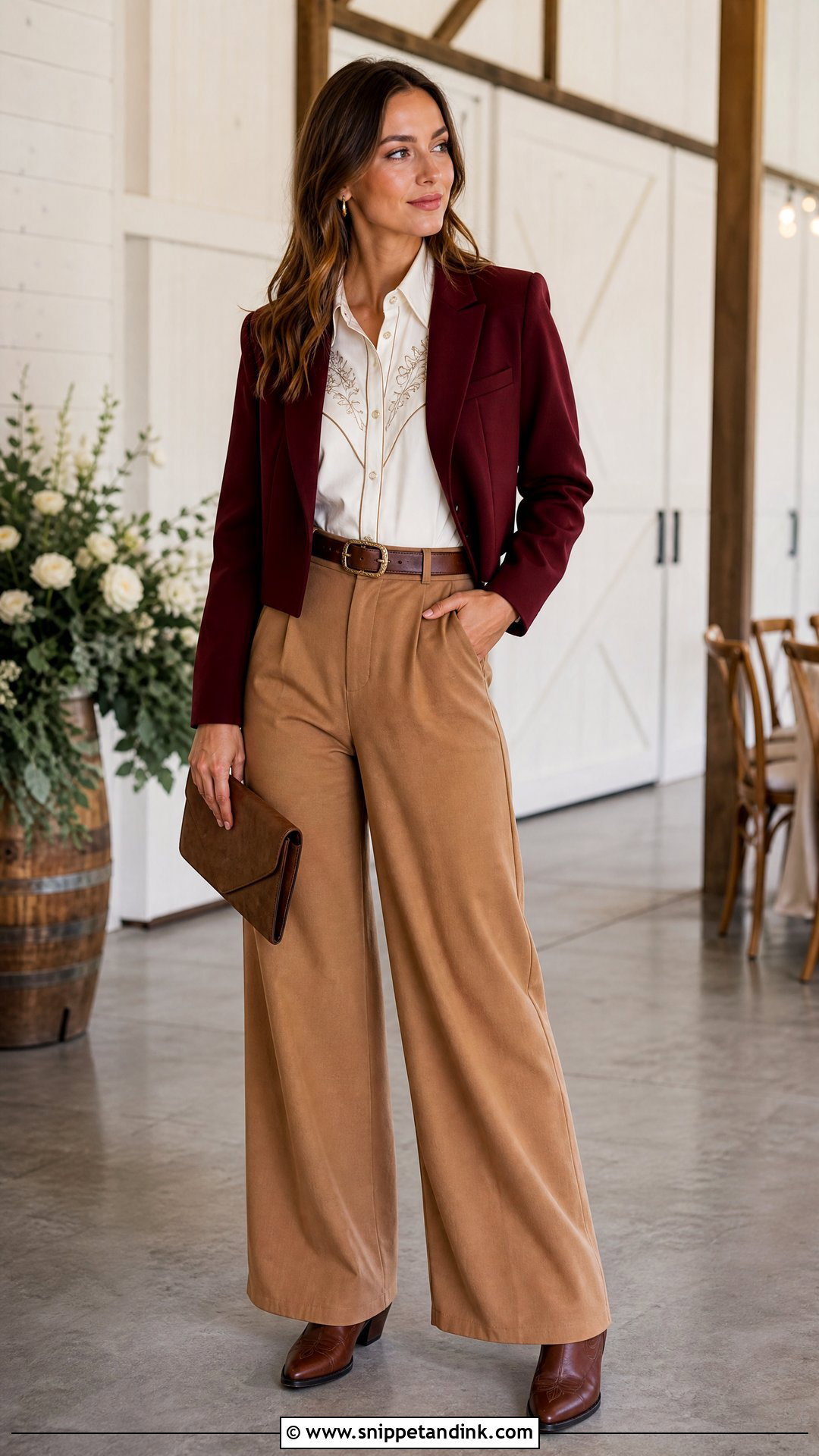 Wide Leg Pants Western Wedding Outfit - Snippet and Ink - 20 Western Outfits for Wedding