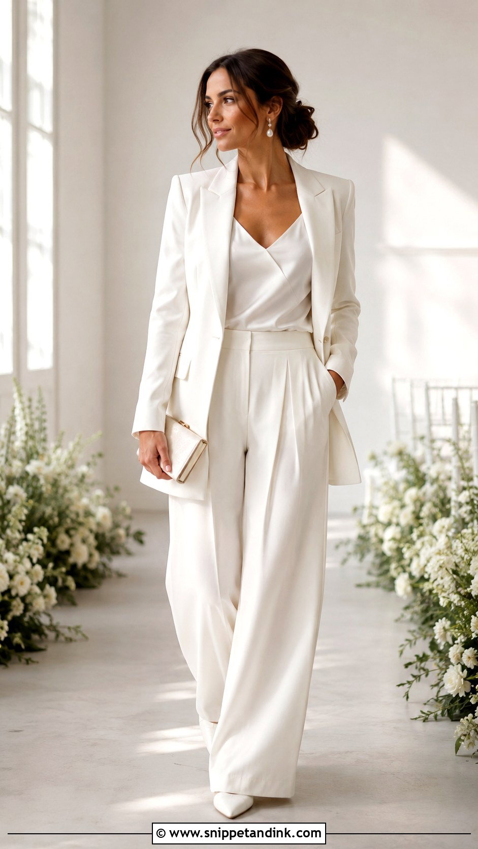 Wide Leg Pantsuit Wedding Outfit - Snippet and Ink - 25 Lesbian Wedding Outfits Suits Style