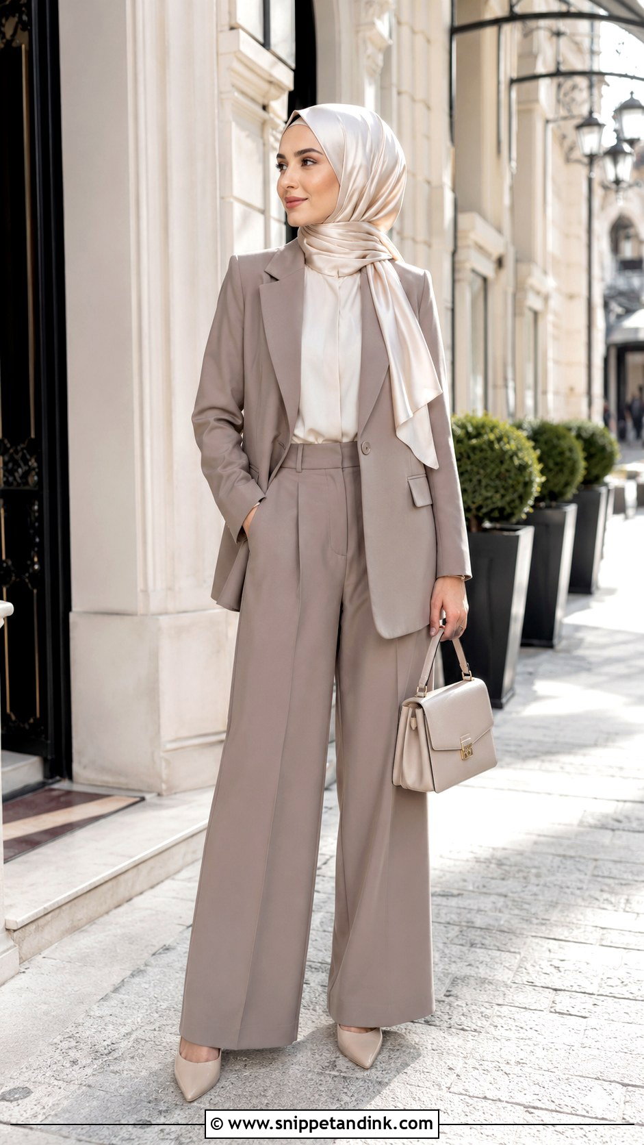 Wide Leg Suit With Hijab - Snippet and Ink - 30 Hijab Style for Wedding Ideas