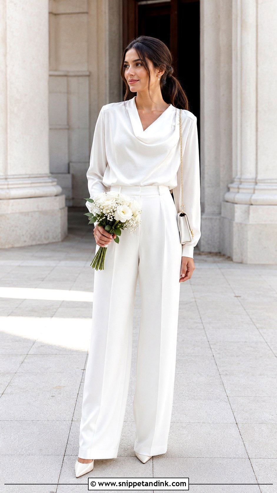 Wide Leg Trousers Civil Wedding Outfit - Snippet and Ink - 20 Casual Civil Wedding Outfit the Bride Ideas