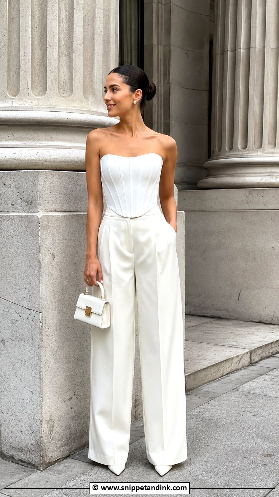 Wide Leg Trousers Civil Wedding Outfit - Snippet and Ink - 30 Civil Wedding Outfit Ideas