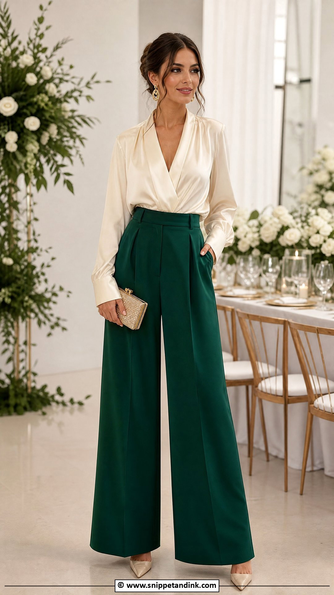 Wide Leg Trousers Wedding Guest Outfit - Snippet and Ink - 30 What to Wear to a Wedding Ideas