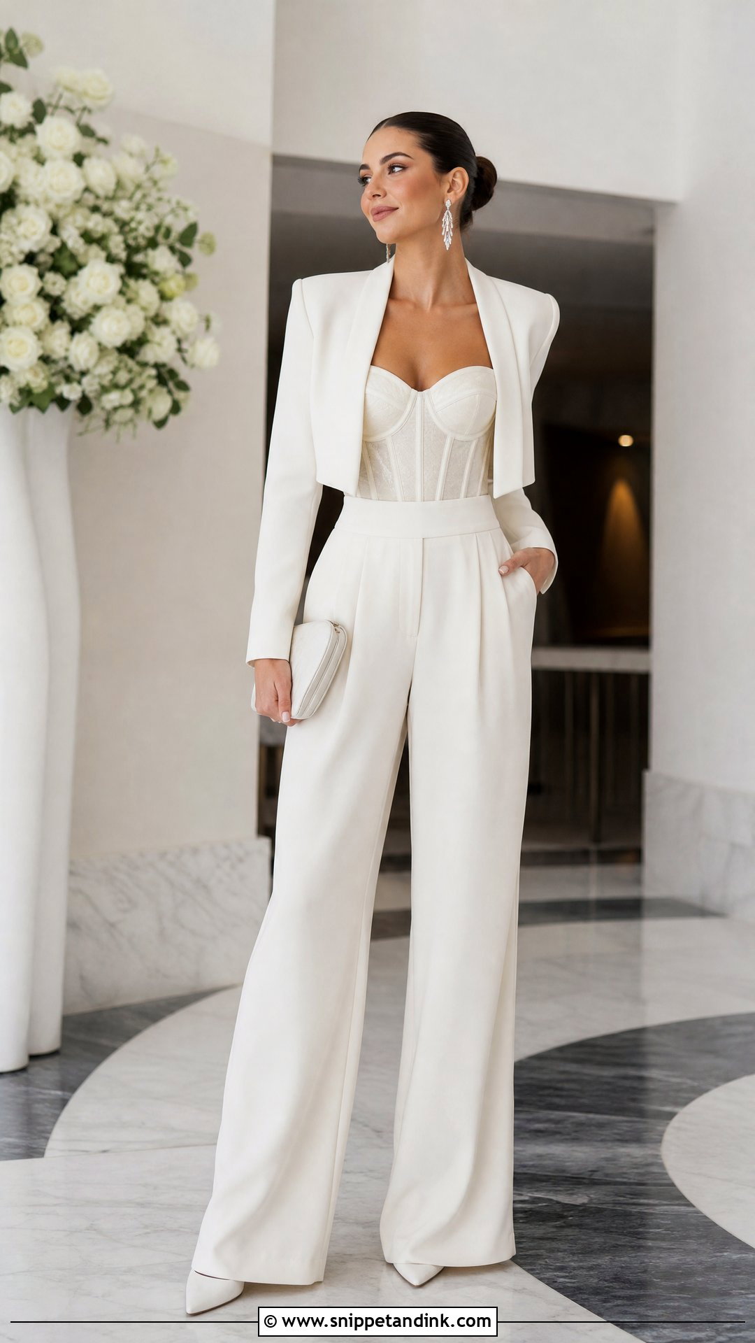 Wide Leg Wedding Pantsuit With Corset - Snippet and Ink - 20 Pants Wedding Dress Ideas