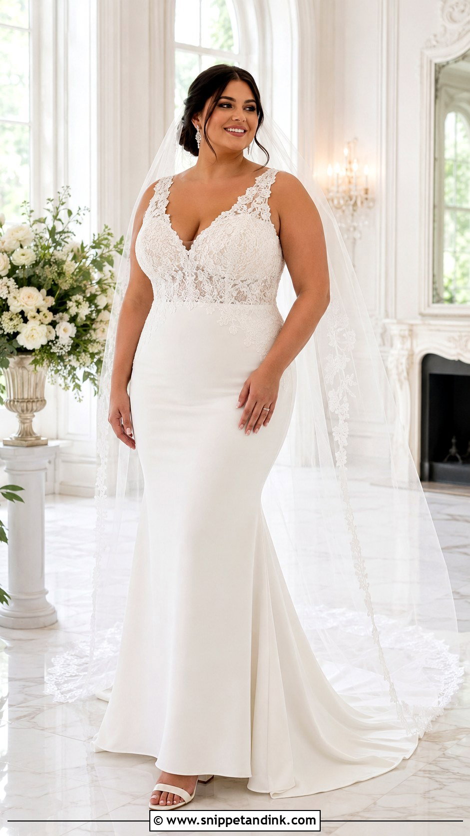 Wide Strap Fit and Flare Wedding Dress - Snippet and Ink - 20 Large Bust Wedding Dress Ideas
