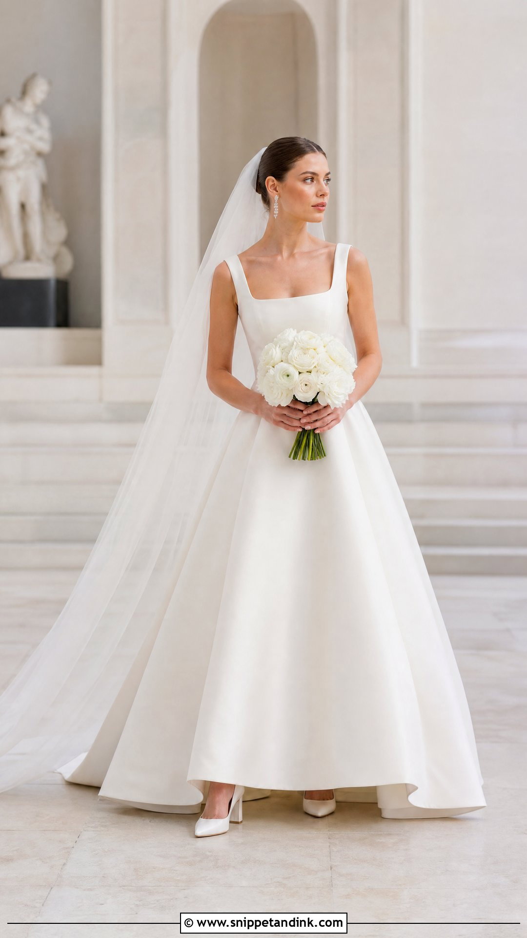 Wide Strap Square Neck Wedding Dress - Snippet and Ink - 20 Wedding Dresses Straps