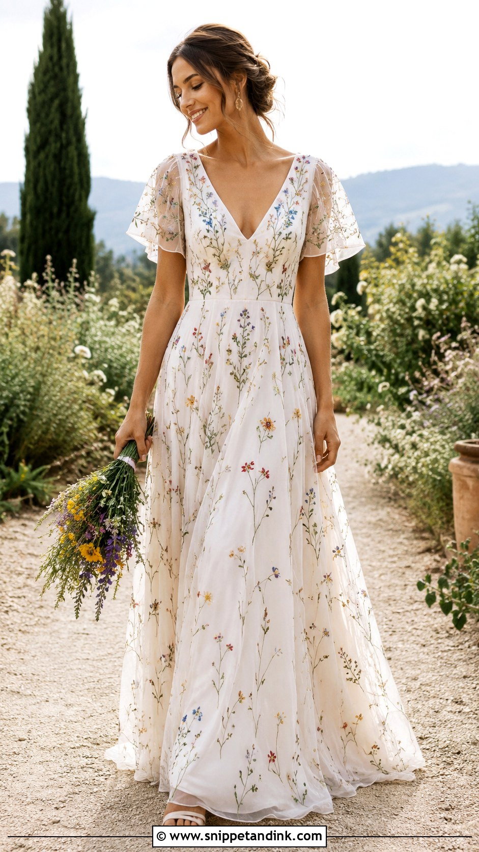 Wildflower Embroidered Boho Wedding Dress - Snippet and Ink - 20 Flowered Wedding Dress Ideas