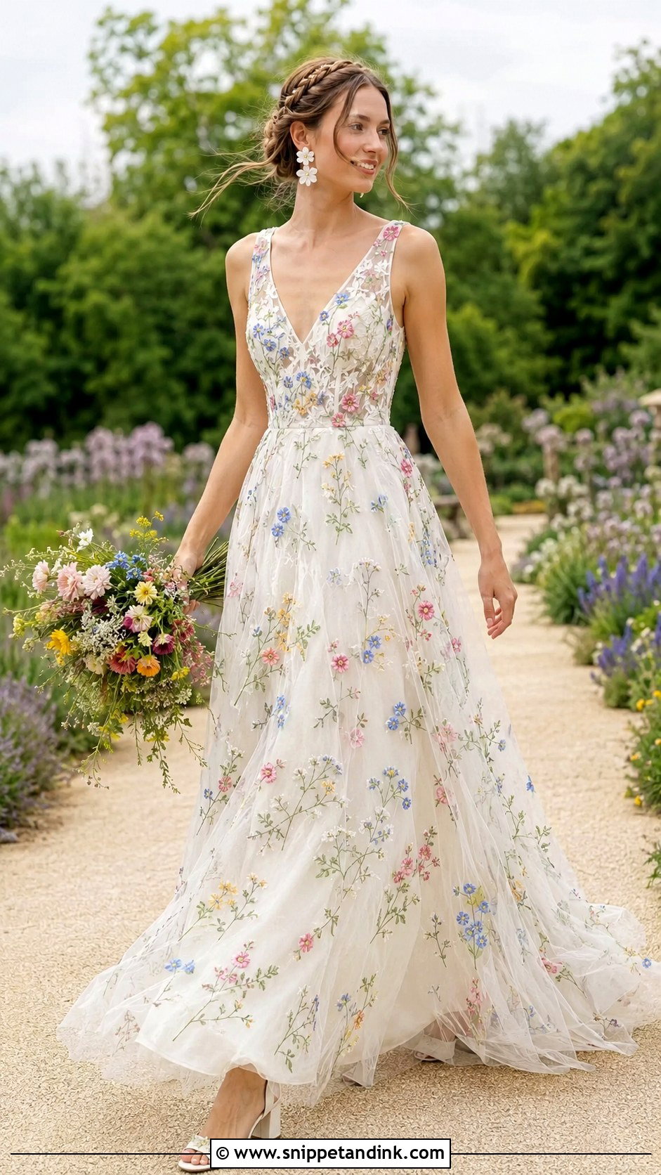 Wildflower Embroidered Garden Wedding Dress - Snippet and Ink - 20 Floral Flower Wedding Dress Gown Ideas