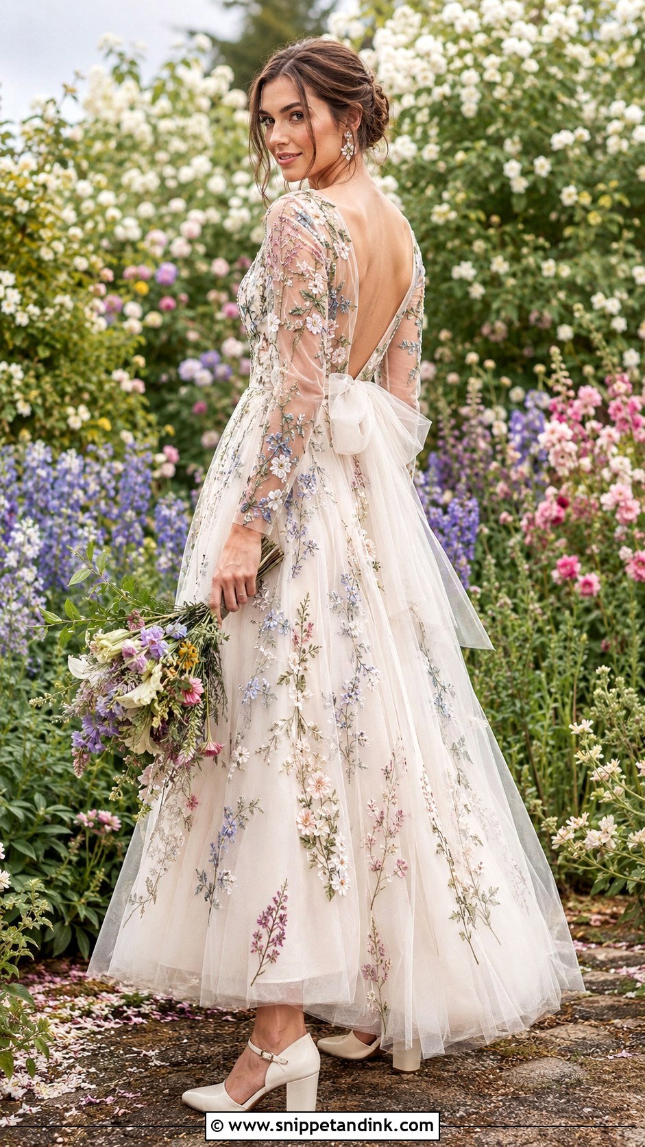 Wildflower Embroidered Sleeve Wedding Dress - Snippet and Ink - 20 Whimsical Wedding Dress with Sleeves