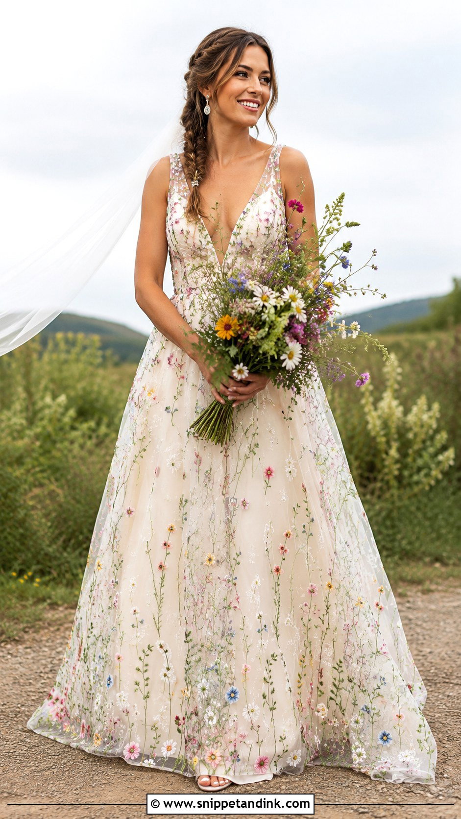 Wildflower Embroidered Wedding Dress - Snippet and Ink - 20 Fairy Like Wedding Dress Ideas