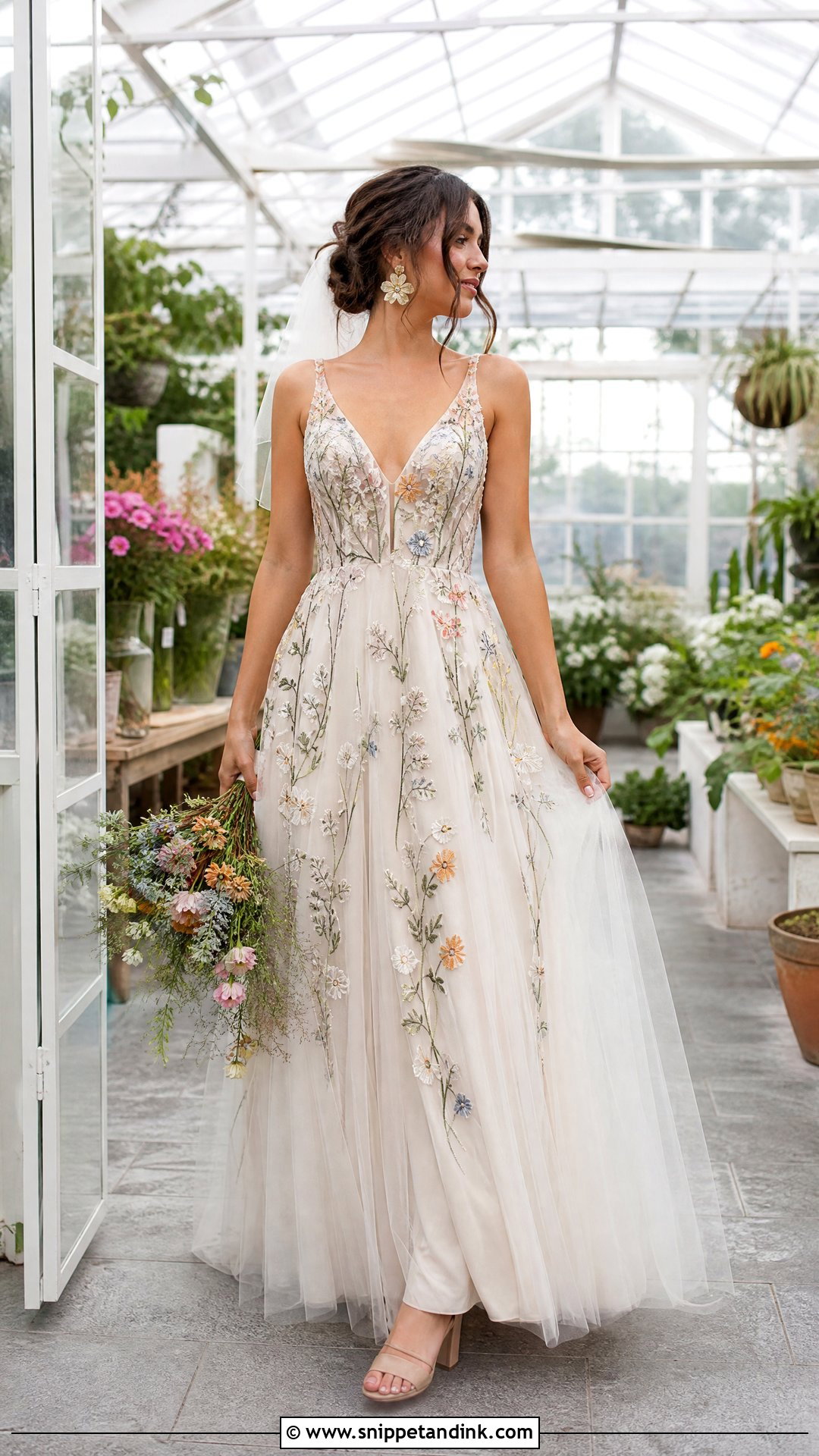 Wildflower Embroidered Wedding Dress - Snippet and Ink - 20 Earthy Wedding Dress Ideas