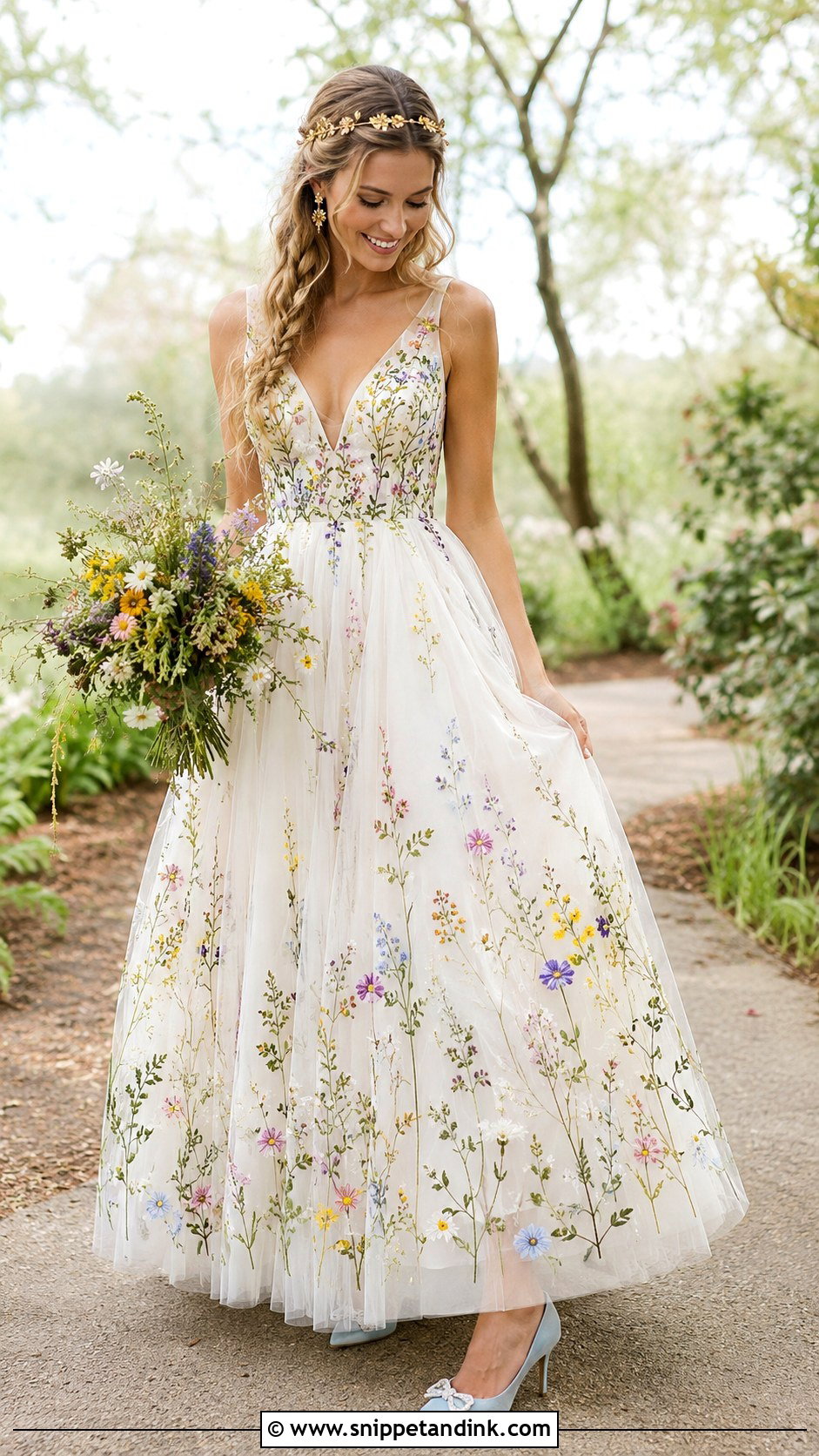 Wildflower Embroidered Whimsical Bridal Look - Snippet and Ink - 20 Whimsical Bride Ideas