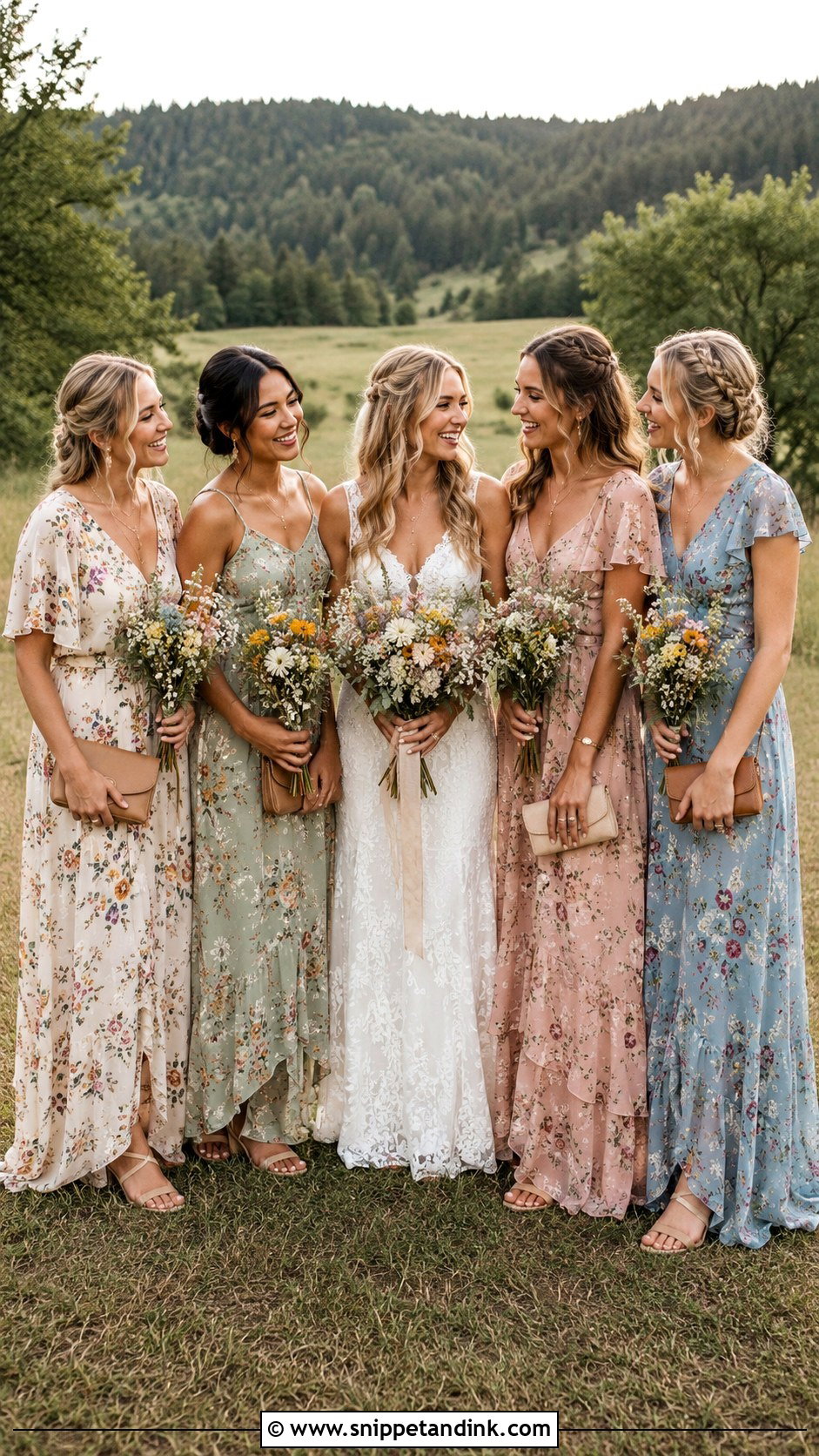 Wildflower Print Boho Bridal Party Look - Snippet and Ink - 20 Boho Bridal Party Ideas
