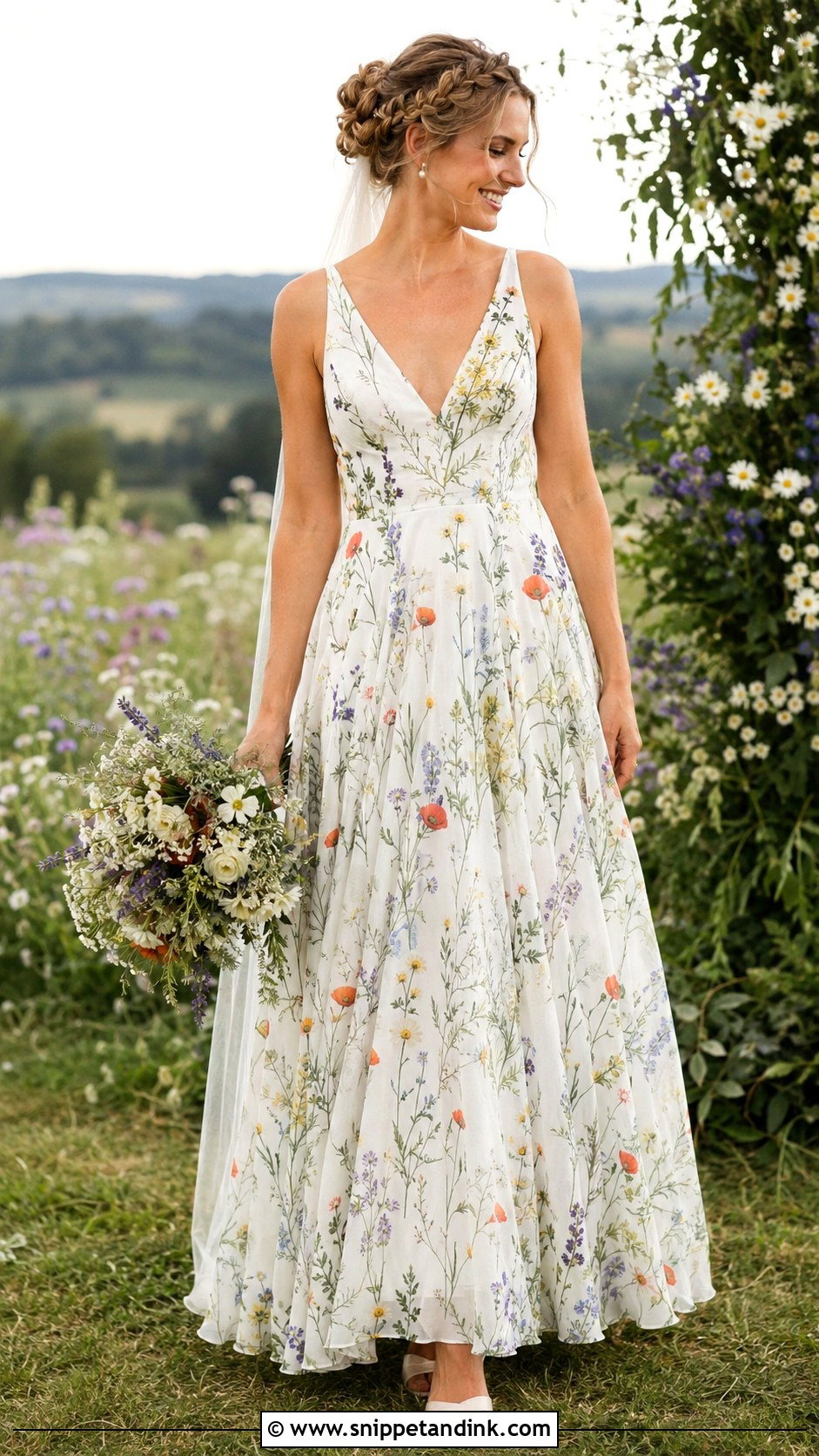 Wildflower Print Wedding Dress - Snippet and Ink - 20 Floral Print Wedding Dress Ideas