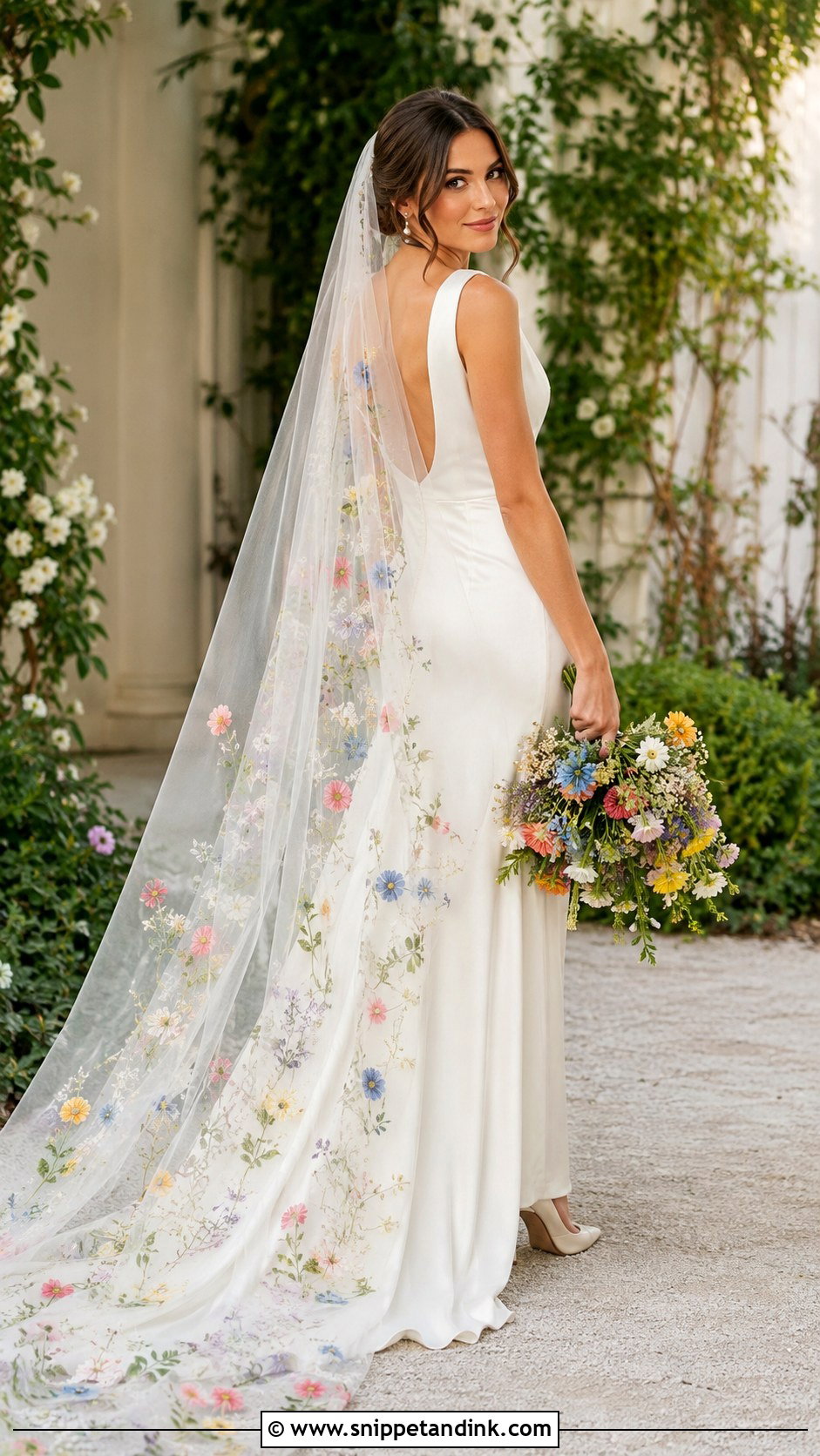 Wildflower Wedding Dress With Floral Veil - Snippet and Ink - 25 Wildflower Wedding Dress Ideas