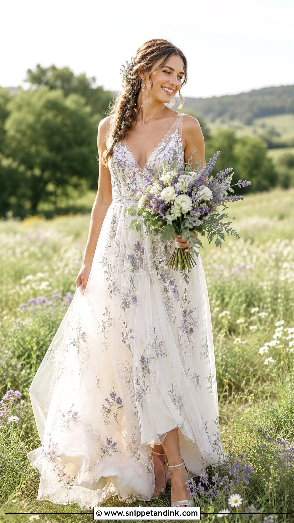 Wildflower Wedding Dress With Lavender Flowers - Snippet and Ink - 25 Wildflower Wedding Dress Ideas