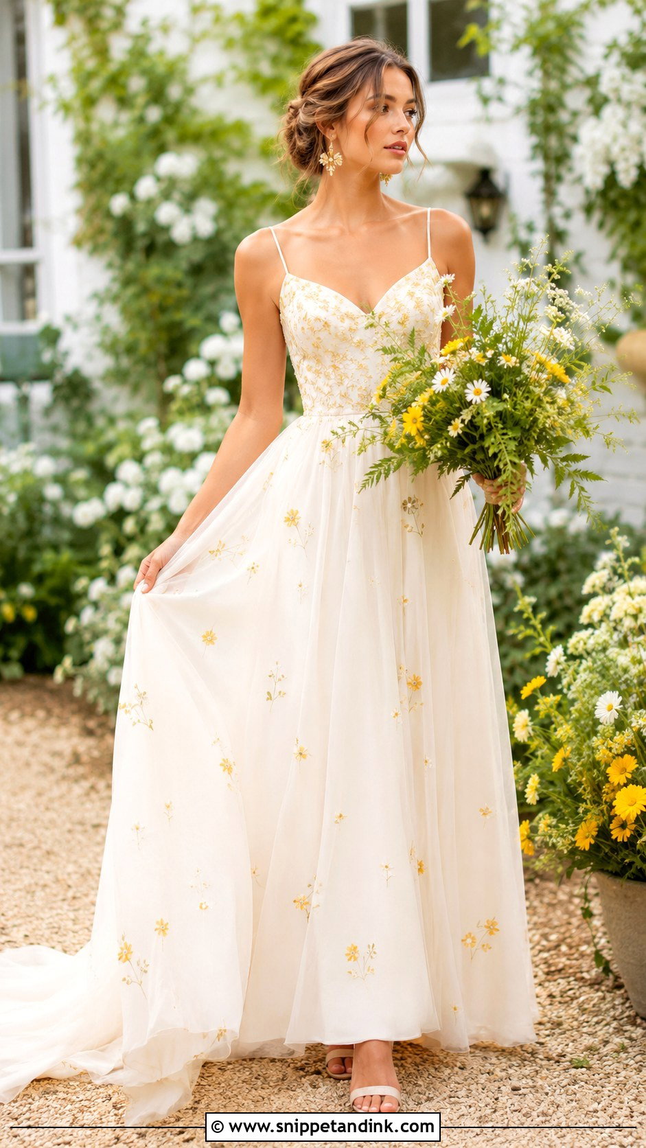 Wildflower Wedding Dress With Yellow Flowers - Snippet and Ink - 25 Wildflower Wedding Dress Ideas
