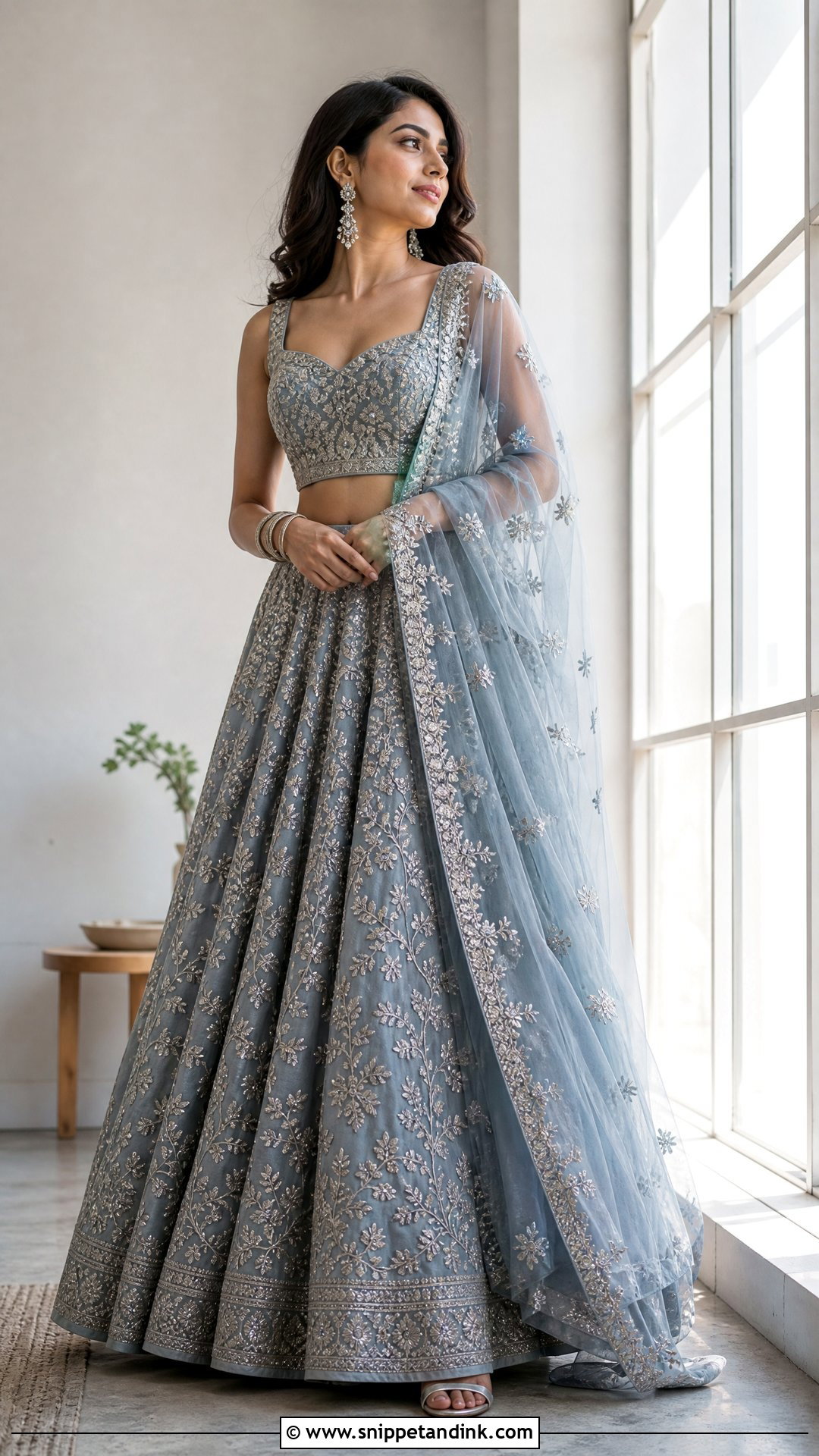 Window Light Lengha Pose - Snippet and Ink - 25 Aesthetic Lengha Poses Ideas