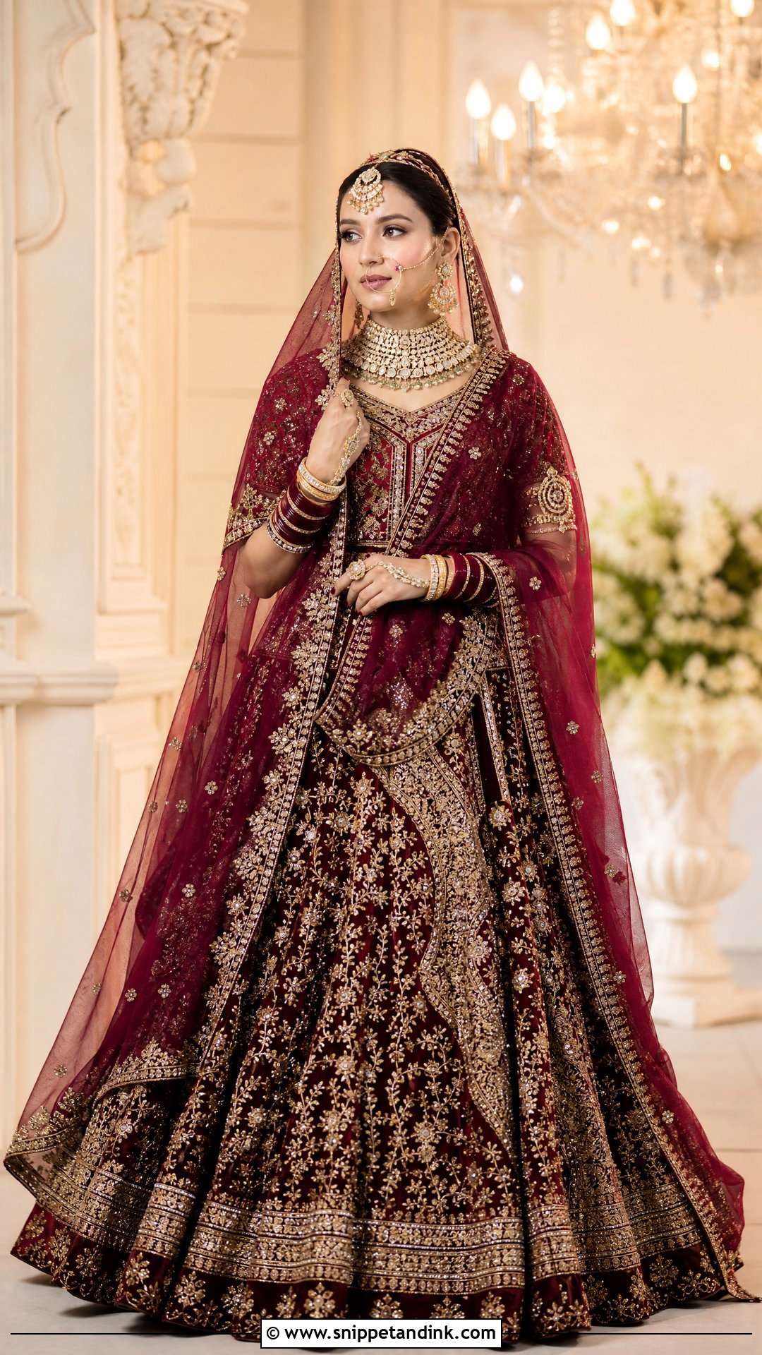 Wine And Antique Gold Rajputani Bridal Poshak - Snippet and Ink - 20 Rajputani Poshak for Bride Ideas