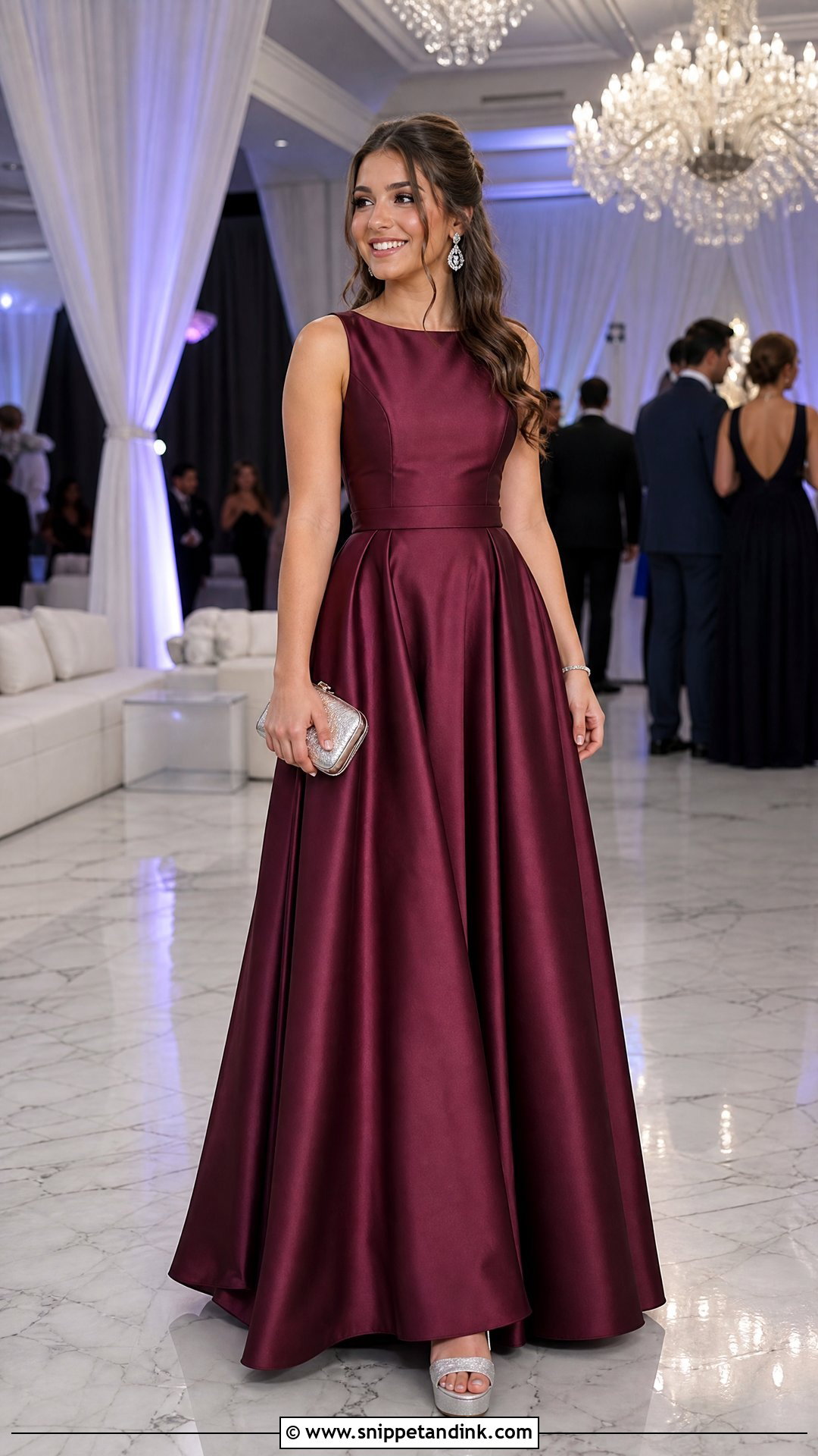 Wine Color Prom Gown With Crystal Accessories - Snippet and Ink - 25 Wine Colour Gown Ideas