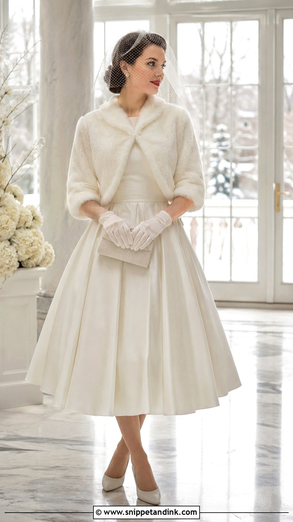 Winter Bolero 50s Wedding Dress - Snippet and Ink - 20 50s Inspired Wedding Dress Ideas