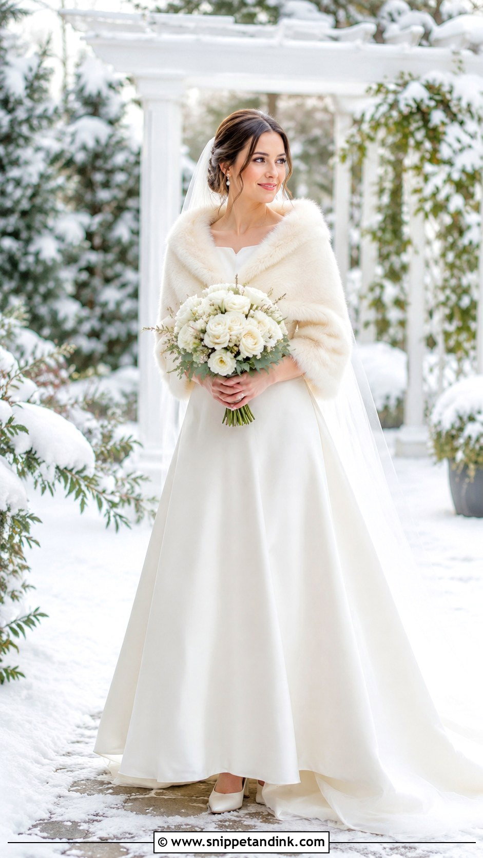 Winter Bridal Dress With Faux Fur Wrap - Snippet and Ink - 25 Winter Bridal Dress Ideas